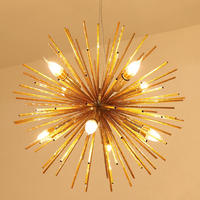 Nordique créatif romantique Restaurant cuisine led lampe suspendue pissenlit feu d'artifice or lustres pour salle à manger