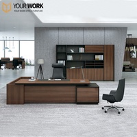 Matériau MDF de style moderne du fournisseur chinois Table de bureau en bois en forme de L Cabine de bureau extensible pour Boss CEO Prix