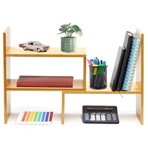 Natural Bamboo Desktop Organizer Stand Shelf for Books Ideal Gift for Family & Friends