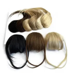 Newest Remy Hair 17 Colors Air Bang With Fringe Clip-in Extension Neat Straight 100% Natural Human Hair Women False Hairpiece