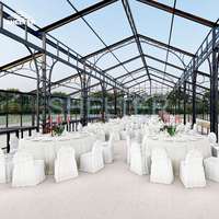 Tente d'événement de serre de mur de verre de cadre commercial résistant Mariage Orangerie House tente de mariage de toit transparent
