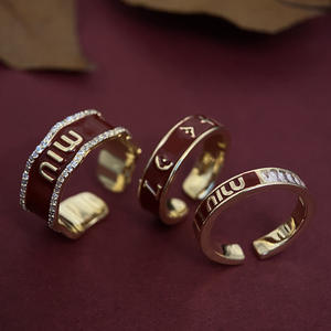 Модное кольцо с надписью MIU, красная латунь, масляное кольцо с позолоченными волнами, циркониевые украшения для мужчин и женщин, для помолвки, вечеринки - Product Image 6