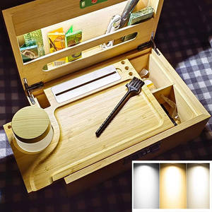 Juego de caja de almacenamiento de hierbas de bambú Premium decorativa grande, Kit de bandeja rodante, bolsa a prueba de olores, caja de alijo con cerradura y luz Led - Product Image 5