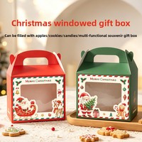 Boîte cadeau de Noël en carton imprimée sur mesure avec fenêtre transparente rouge et verte pour emballage de produits de boulangerie et de bonbons de fêtes