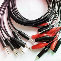 AWM-cable probador de clip de cocodrilo, sin dientes, color rojo y negro, 24AWG, con conector Mono de 2464mm, 3,5
