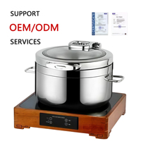 Chauffe-soupe de buffet rond ORIX 11L de luxe à double poignée en acier inoxydable avec thermostat numérique intelligent pour hôtels, banquets et réceptions