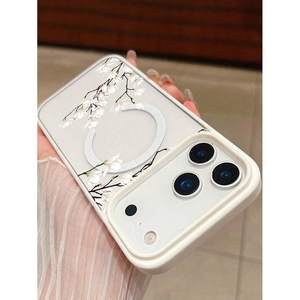Funda Magnética de TPU Suave con Diseño de Flor de Magnolia para iPhone 11 a 17 Pro Max, Blanca, Floral, Unisex - Product Image 5