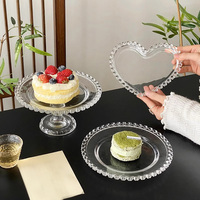 Amour coeur bord verre assiette de fruits assiettes à pied haut ménage Transparent assiette à Dessert plateau à gâteau