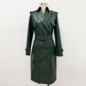 Veste coupe-vent en <span class=keywords><strong>cuir</strong></span> Bettergirl, nouvelle collection hiver, double boutonnage, taille cintrée, mi-longue - Product Image 5