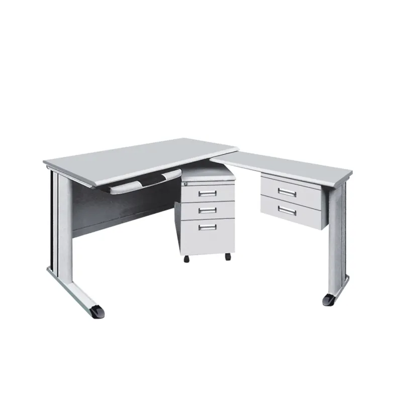 Office Furniture L-Shaped Desk Bundle Natural Gray Steel Office Table Computer Desk