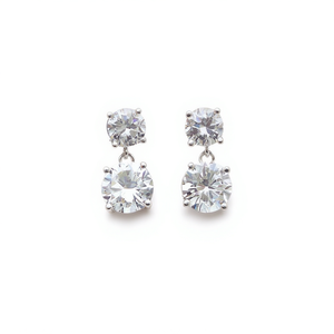 Pendientes de Cristal con Baño de Oro Blanco E3055, Engaste de Garra, Joyería Clásica para Bodas de Mujer - Product Image 1