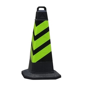 Cônes de signalisation routière haute visibilité 750 mm personnalisables, sécurité routière, PE/PVC, base 380x380 mm, 4 kg, prismatiques haute intensité - Product Image 2