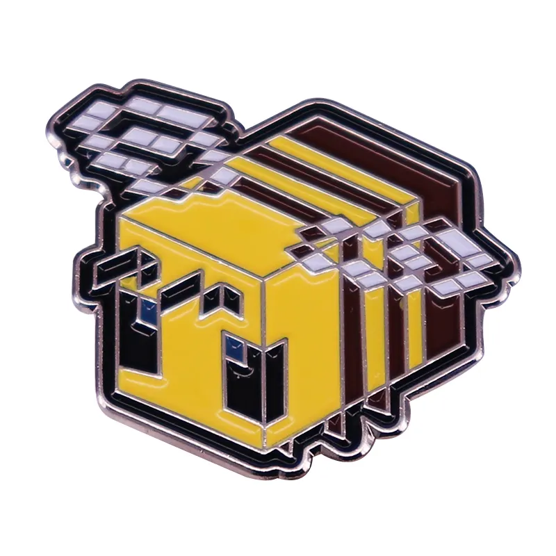 Mineecraft Bee Enamel Pin Broochesゲームバックパック用漫画キューブ昆虫ピン