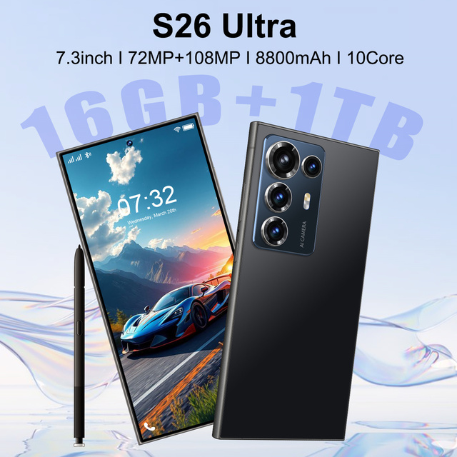 Global Version S26 Ultra 5G Smartphone 8800mAh Long-lasting Battery 16GB+1TB Unlocked Phone