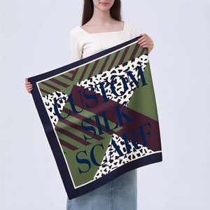 Sciarpa Quadrata in Raso di Seta Personalizzabile OEM ODM con Stampe Geometriche, Floreali, Paisley e Leopardate alla Moda <span class=keywords><strong>per</strong></span> <span class=keywords><strong>Capelli</strong></span> e Collo - Product Image 1