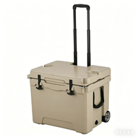 Glacière portable rotomoulée robuste 40L - Livraison de fruits de mer et traiteur, maintien de la glace pendant 7 jours, poignée à roulettes, roues, pour aliments et canettes