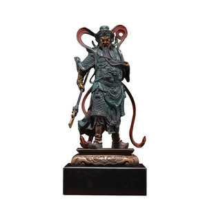 Sculpture en laiton Guan Gong en cuivre et or, figurine en cuivre coloré, décoration de bureau faite à la main, cadeau du Nouvel An chinois - Product Image 1