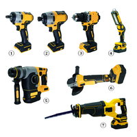 Kit de Herramientas Eléctricas Inalámbricas de 20V MAX con Taladro, Martillo, Llave Inglesa y Amoladora