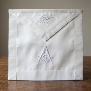 <b>White</b> Embroidered Leather Masonic <b>Apron</b> Lodge Regalia Fashion Accessories Custom Logo Uniquen Enterprises MA06 Classical - Product Image 2