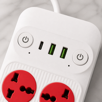 Multiprise universelle 10 voies personnalisable avec logo, ports USB-C, câble de 2 m, durable, colorée, pour maison et bureau