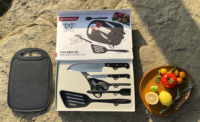 Ensemble complet d'ustensiles de cuisine 7 pièces ensemble de couteaux de cuisine ustensiles en silicone couperet couteau à découper couteaux de chef coffret cadeau