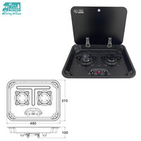 Cuisinière à gaz RV 2 brûleurs en acier inoxydable, plaque de cuisson GPL intégrée avec couvercle en verre trempé pour caravane, yacht, marine, RV, cuisinière à gaz JDA
