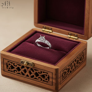 Anillo de compromiso solitario de oro blanco de 18 quilates de alta calidad, estilo eduardiano, con diamantes naturales y diseño hueco, sin la piedra principal, para mujer. - Product Image 6