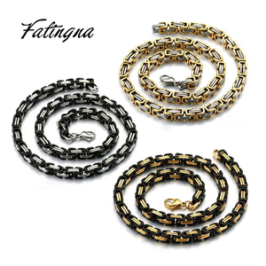 Fatingna Byzantine Style Link Chain <span class=keywords><strong>Necklace</strong></span> para Homens Jóias da Moda com Prata Vermelho Não-Manchado PVD Aço Inoxidável Banhado a Ouro - Product Image 1