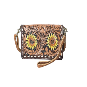 Sac à main en cuir sculpté floral occidental, mini sac fourre-tout de luxe, sac à main élégant pour femmes, accessoire de mode quotidien - Product Image 1