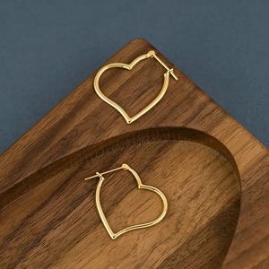 Xinfly 18K <b>Solid</b> Gold <b>Hoop</b> Drop Dangle <b>Earrings</b> Loving Heart Charm Jewelry - Product Image 4