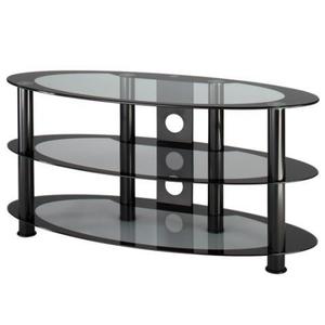 Soporte de <span class=keywords><strong>TV</strong></span> para centro de entretenimiento de 3 niveles para <span class=keywords><strong>TV</strong></span> de hasta 65 pulgadas, tubos redondos de metal y muebles de sala de estar de vidrio templado - Product Image 3