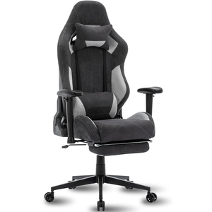 Großer profession eller Spieler Stuhl <span class=keywords><strong>Max</strong></span>. Last 180kg schwarzer Alcantara-Stoff Atmungsaktiver ergonomischer <span class=keywords><strong>Massage</strong></span>-Bürostuhl mit Fuß stütze - Product Image 1