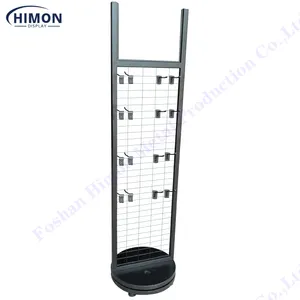Custom Retail Double Sided Grid Wall Hanging Metal 360 Rotating Iron Floor Stand Wire Spinner Rack Display Stand