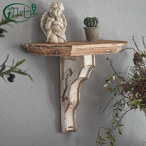 Expositor de Pared de Madera Rústica Estilo Americano Retro, Rectangular, Blanco, Decoración para Bodas y Hogar, Estante de Almacenamiento para Sala de Estar - Product Image 2