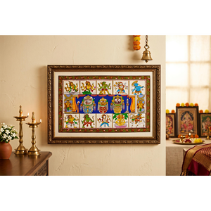 Shri Jagannatha de Puri con Borde de Dashavatara - Decoración Colgante para Sala de Estar Interior, Ocasión Diwali, Origen Orissa - Product Image 2