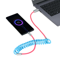 Vente en gros alliage de zinc 6A 66W charge super rapide USB vers type C câble de données de chargeur de voiture rétractable à ressort pour téléphone mobile Android
