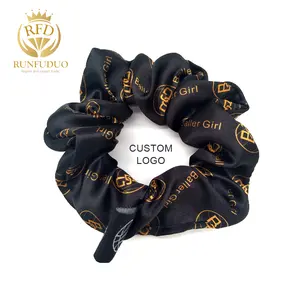 Logo Custom Haar Scrunchies Gepersonaliseerde Satijn Katoenen Handdoek Fluwelen Chiffon Microfiber, Zijde En Andere Stoffen Afdrukken Vlag