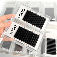 Terciopelo de cachemira oscuro para bandejas de suministros de extensiones de pestañas, negro mate, fácil de abanicar individualmente, fibra PBT coreana, libre de crueldad animal, vegano