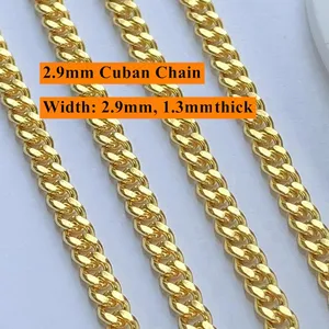 Cadena cubana de oro Real de 2,9mm para mujer, fabricación de joyas, collares