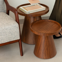 Ensemble de tables d'appoint modernes en bois, tables rondes d'appoint, meubles de salon en bois massif, tables d'appoint contemporaines