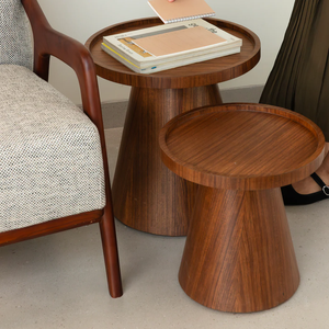 Modern Wooden <b>Side</b> <b>Table</b> Set <b>Round</b> Accent <b>Tables</b> Solid Wood Living Room Furniture Contemporary End <b>Tables</b> - Product Image 1