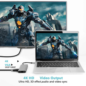 Usb C để USB3.0 Chất lượng cao Docking Station VGA + 4K30hz + Gigabit Ethernet Dual Card Reader đồng thời đọc Cổ Phiếu có sẵn - Product Image 5