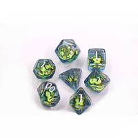 Dadu Resin Polihedral Mata Naga DND Laris Manis, Kristal D4 D6 D8 D% D10 D12 D20 Desain Mata Naga Hijau Kristal Bening Baru
