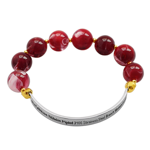 Fashion Beaded <b>Bracelet</b> <b>Red</b> Agate Round Beads Gold Plated 316L Stainless Steel Stretch <b>Bracelet</b> Women Jewelry - Product Image 2