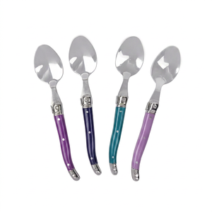Ensemble de couverts argentés avec manche en résine colorée, en acier inoxydable, pour repas modernes, mariages, fêtes, restaurants et ustensiles de cuisine élégants - Product Image 1