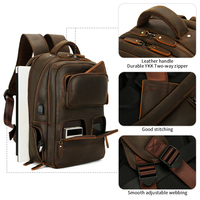 Sac à dos en cuir véritable imperméable personnalisé 17 pouces antivol sacs à dos d'affaires avec logo pour hommes voyage sac à dos pour ordinateur portable
