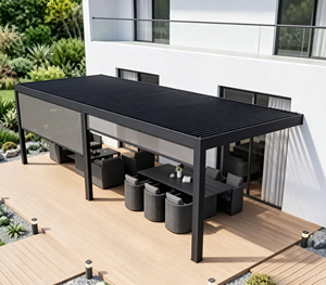 Pérgola automática de aluminio con lamas ajustables, impermeable, para jardín, patio trasero, gazebo de aluminio, pabellón de aluminio para jardín. - Product Image 1