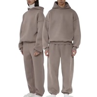 Conjunto de Sudadera Corta Holgada y Pantalones de Chándal Acumulados de Algodón de Alto Gramaje para Hombre, Chándal de Talla Grande Personalizado