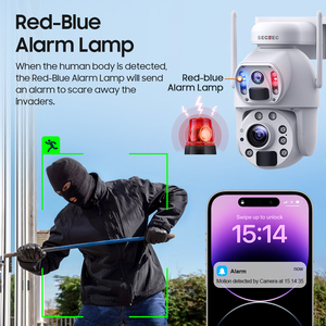 Nouvelle caméra solaire 4G PTZ 6MP 6W avec zoom 36X, double objectif, vision nocturne, carte SD, cloud et projecteur extérieur - Product Image 2