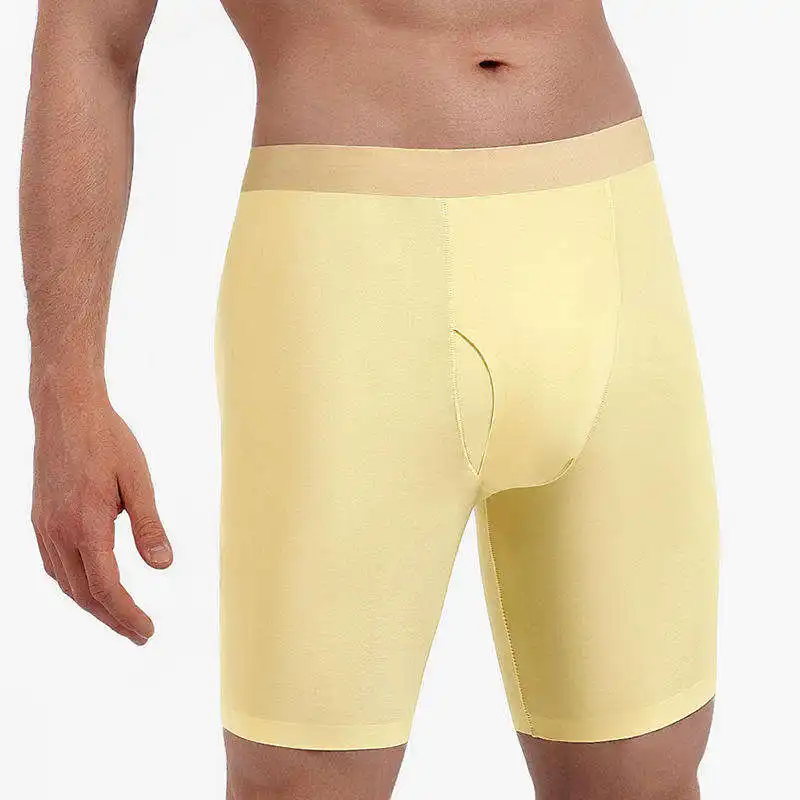 Cuecas boxers masculinas de algodão, cuecas boxers macias de alta qualidade amarelo, novo design personalizado